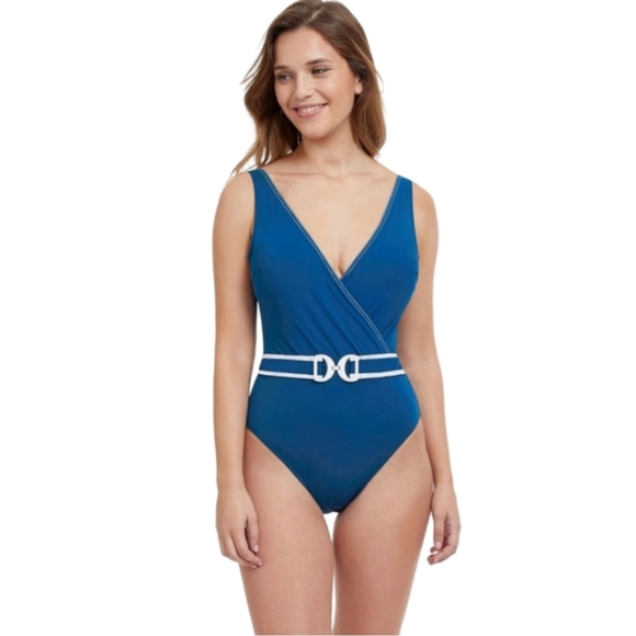Profile By Gottex Other - NWOT Sz 12 Profile by Gottex Womens California Girl V-Neck Belted One Piece